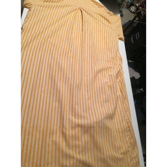 Vgt 1970 100% Cotton Kaftan Tunic Nehru Collar White Yellow Button Down Front - Picture 5 of 10